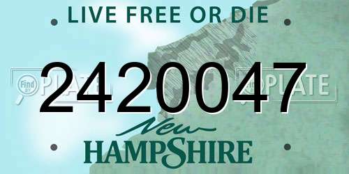2420047 New Hampshire License Plate