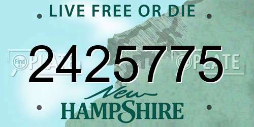 2425775 New Hampshire License Plate