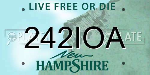 242IOA New Hampshire License Plate