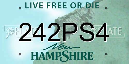 242PS4 New Hampshire License Plate