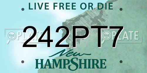 242PT7 New Hampshire License Plate
