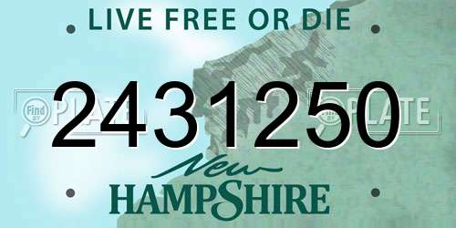 2431250 New Hampshire License Plate