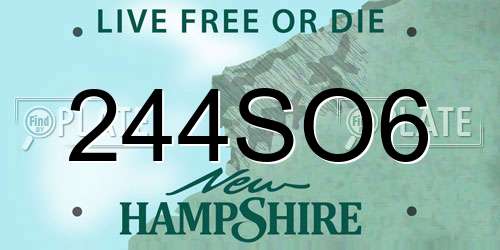 244SO6 New Hampshire License Plate