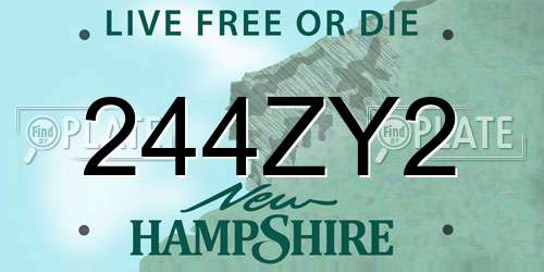 244ZY2 New Hampshire License Plate