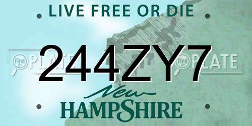 244ZY7 New Hampshire License Plate