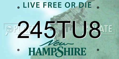 245TU8 New Hampshire License Plate