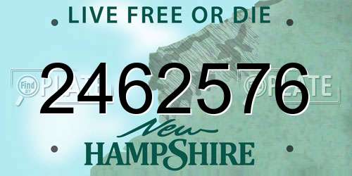 2462576 New Hampshire License Plate