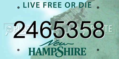 2465358 New Hampshire License Plate