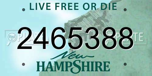 2465388 New Hampshire License Plate