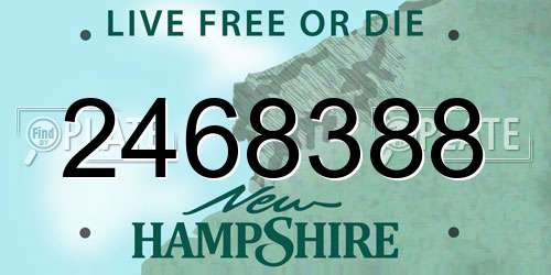 2468388 New Hampshire License Plate