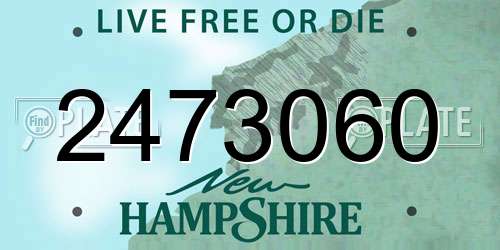 2473060 New Hampshire License Plate