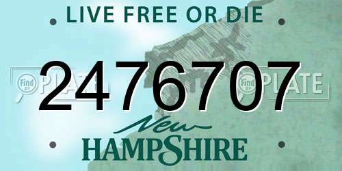 2476707 New Hampshire License Plate