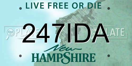 247IDA New Hampshire License Plate