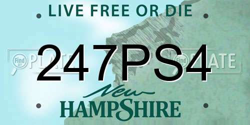 247PS4 New Hampshire License Plate