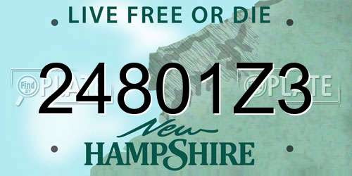 24801Z3 New Hampshire License Plate
