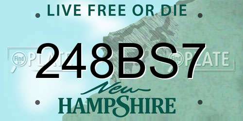 248BS7 New Hampshire License Plate