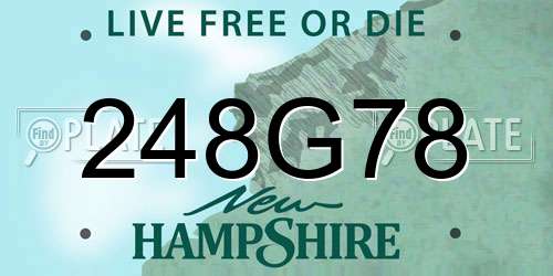 248G78 New Hampshire License Plate