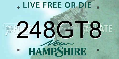 248GT8 New Hampshire License Plate