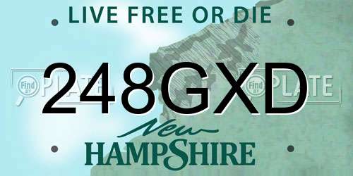 248GXD New Hampshire License Plate