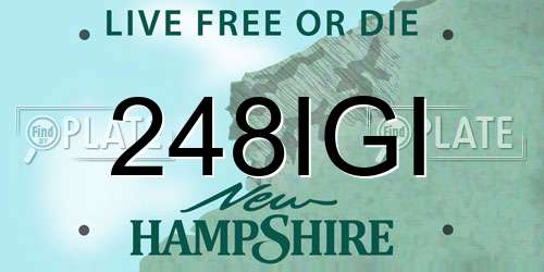 248IGI New Hampshire License Plate