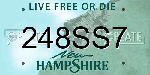 248SS7 New Hampshire License Plate