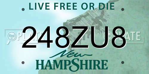 248ZU8 New Hampshire License Plate