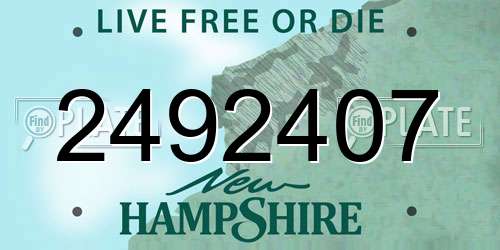 2492407 New Hampshire License Plate