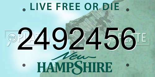 2492456 New Hampshire License Plate