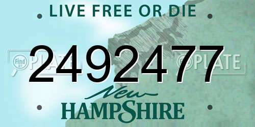 2492477 New Hampshire License Plate