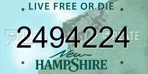 2494224 New Hampshire License Plate