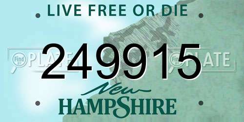 249915 New Hampshire License Plate