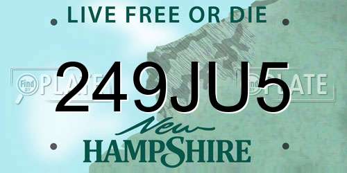 249JU5 New Hampshire License Plate
