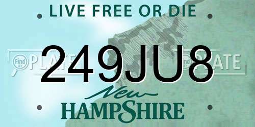 249JU8 New Hampshire License Plate
