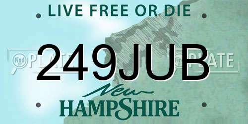 249JUB New Hampshire License Plate