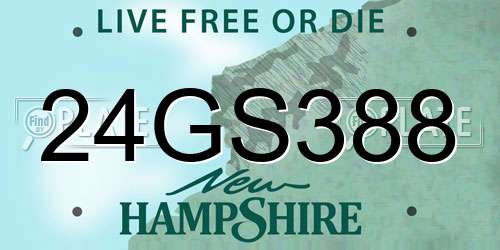 24GS388 New Hampshire License Plate