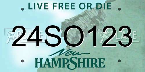 24SO123 New Hampshire License Plate
