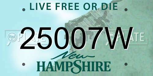 25007W New Hampshire License Plate