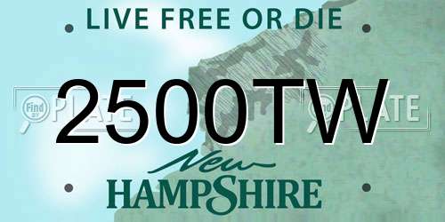 2500TW New Hampshire License Plate