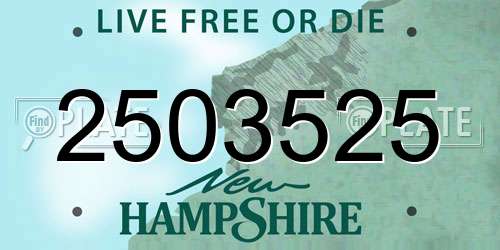 2503525 New Hampshire License Plate