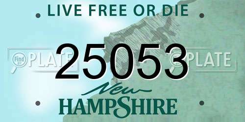25053 New Hampshire License Plate