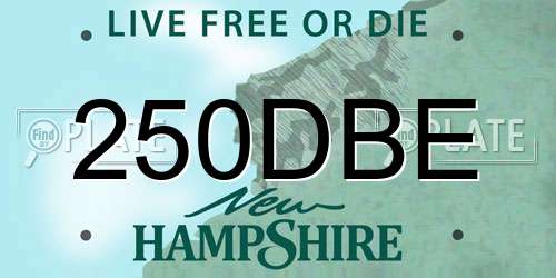250DBE New Hampshire License Plate