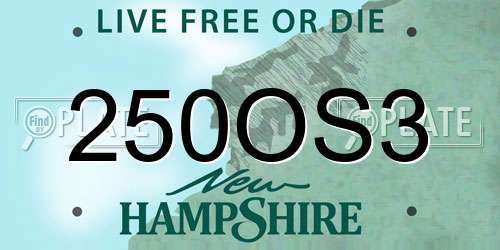 250OS3 New Hampshire License Plate