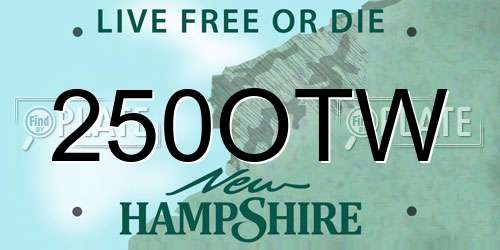 250OTW New Hampshire License Plate