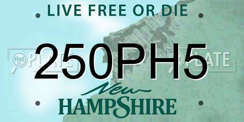 250PH5 New Hampshire License Plate