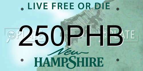 250PHB New Hampshire License Plate