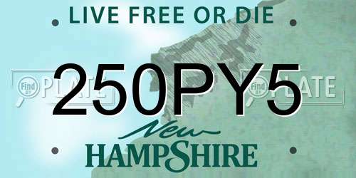250PY5 New Hampshire License Plate