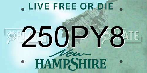 250PY8 New Hampshire License Plate