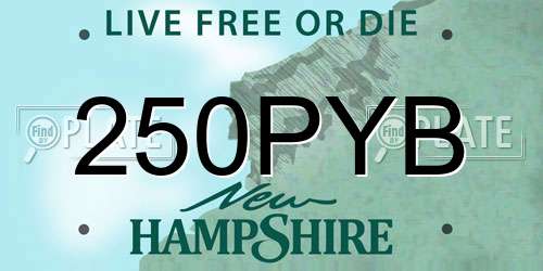 250PYB New Hampshire License Plate