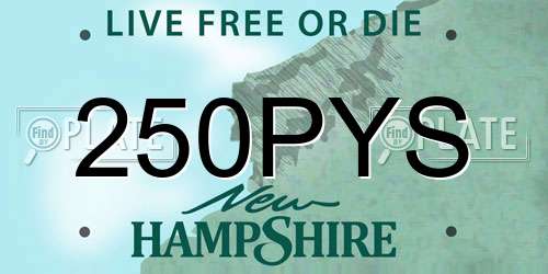 250PYS New Hampshire License Plate