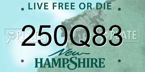250Q83 New Hampshire License Plate
